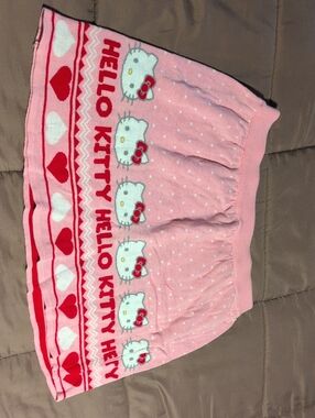 Hello Kitty Pink Red White Heart-Print Skirt